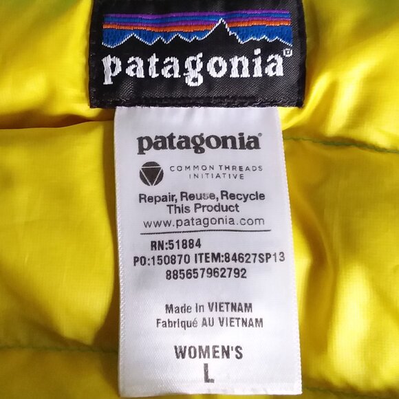 Patagonia Sweater Vest Size Large Puffer Goosedown Feathers Light Green Outdoor - Picture 9 of 11